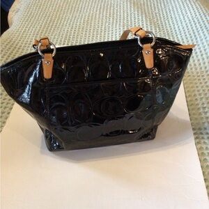 Elegant Black Patent Leather Tote Bag